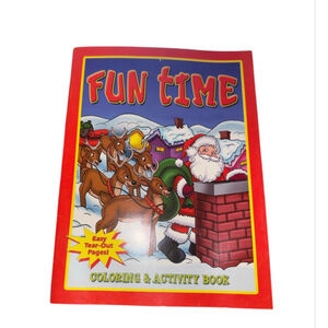 Vintage Fun Time Christmas Coloring Activity Book Santa Reindeer Cottagecore Dec